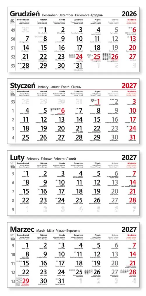 Kalendarz czterodzielny CC 44